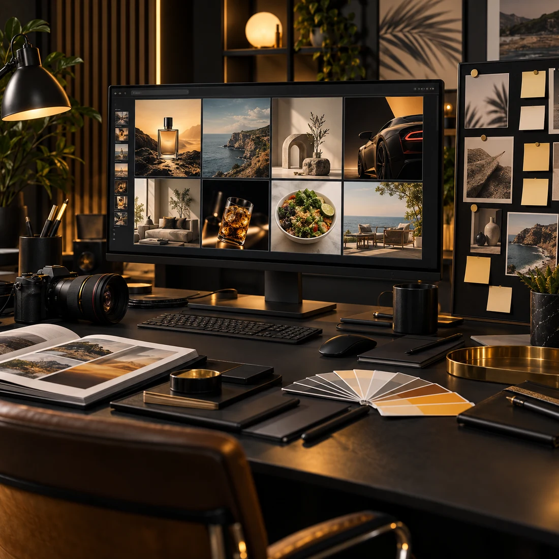 Estudio de agencia digital con campañas, piezas creativas y planificación de proyectos