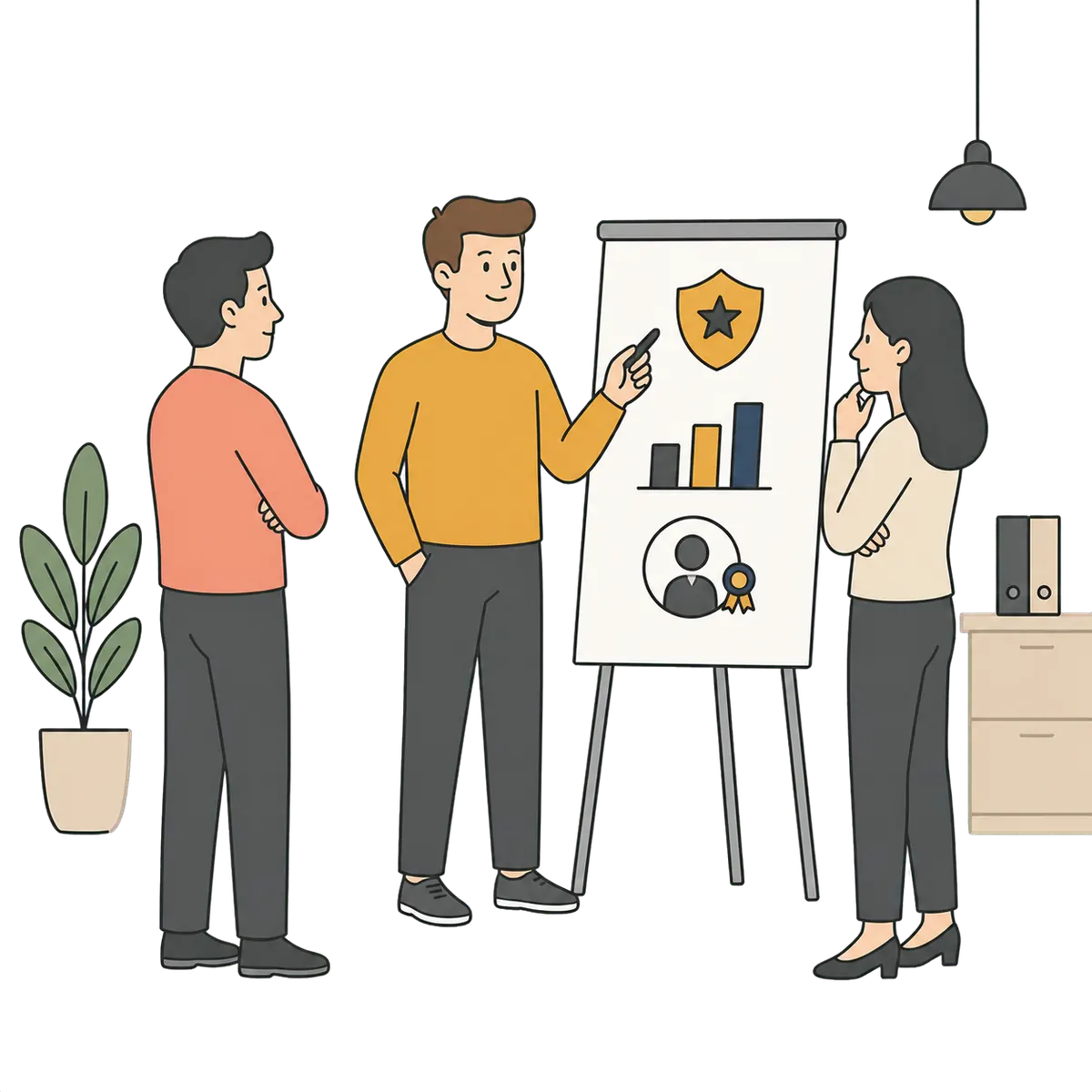 Equipo de una agencia presentando una estructura empresarial
