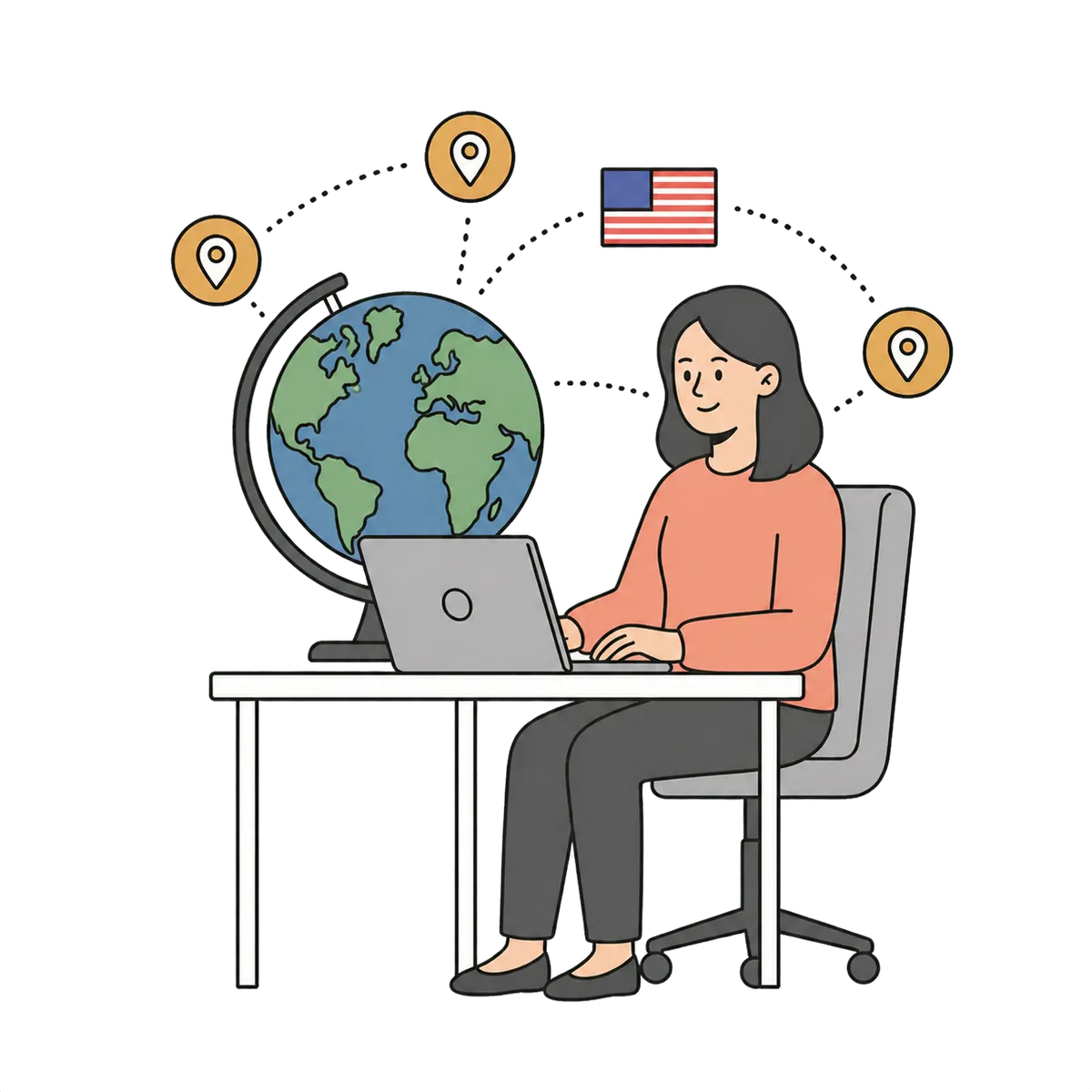 Emprendedora administrando un ecommerce internacional