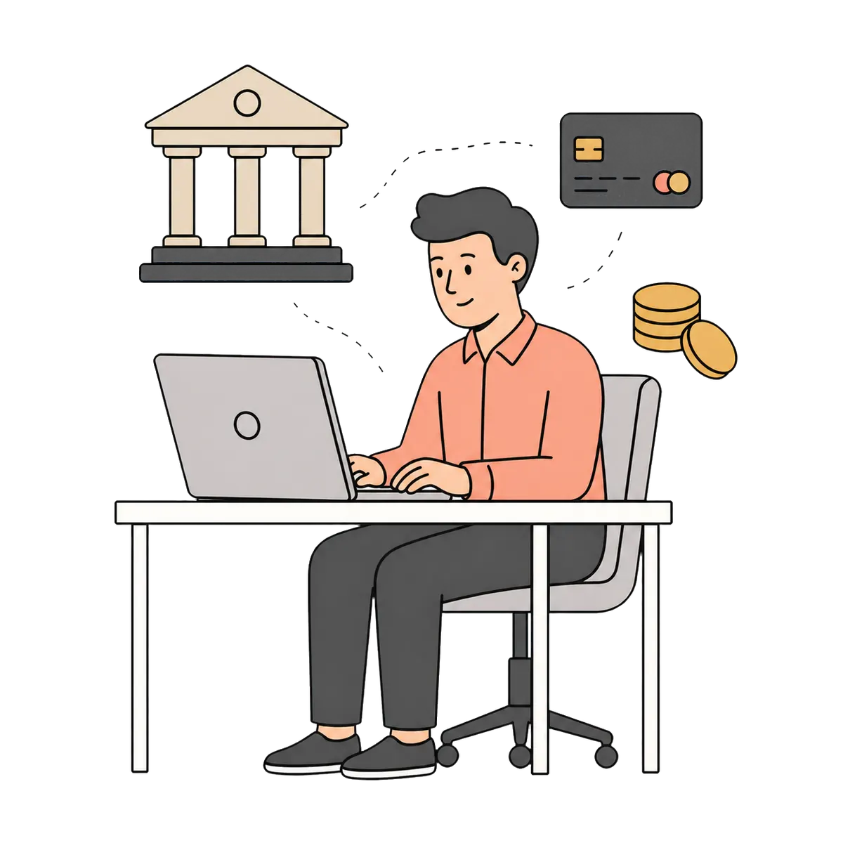 Freelancer utilizando herramientas bancarias empresariales