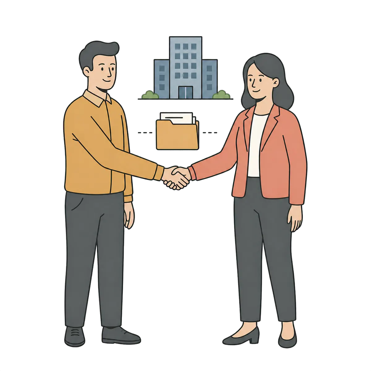 Empresa cerrando acuerdos con proveedores y clientes