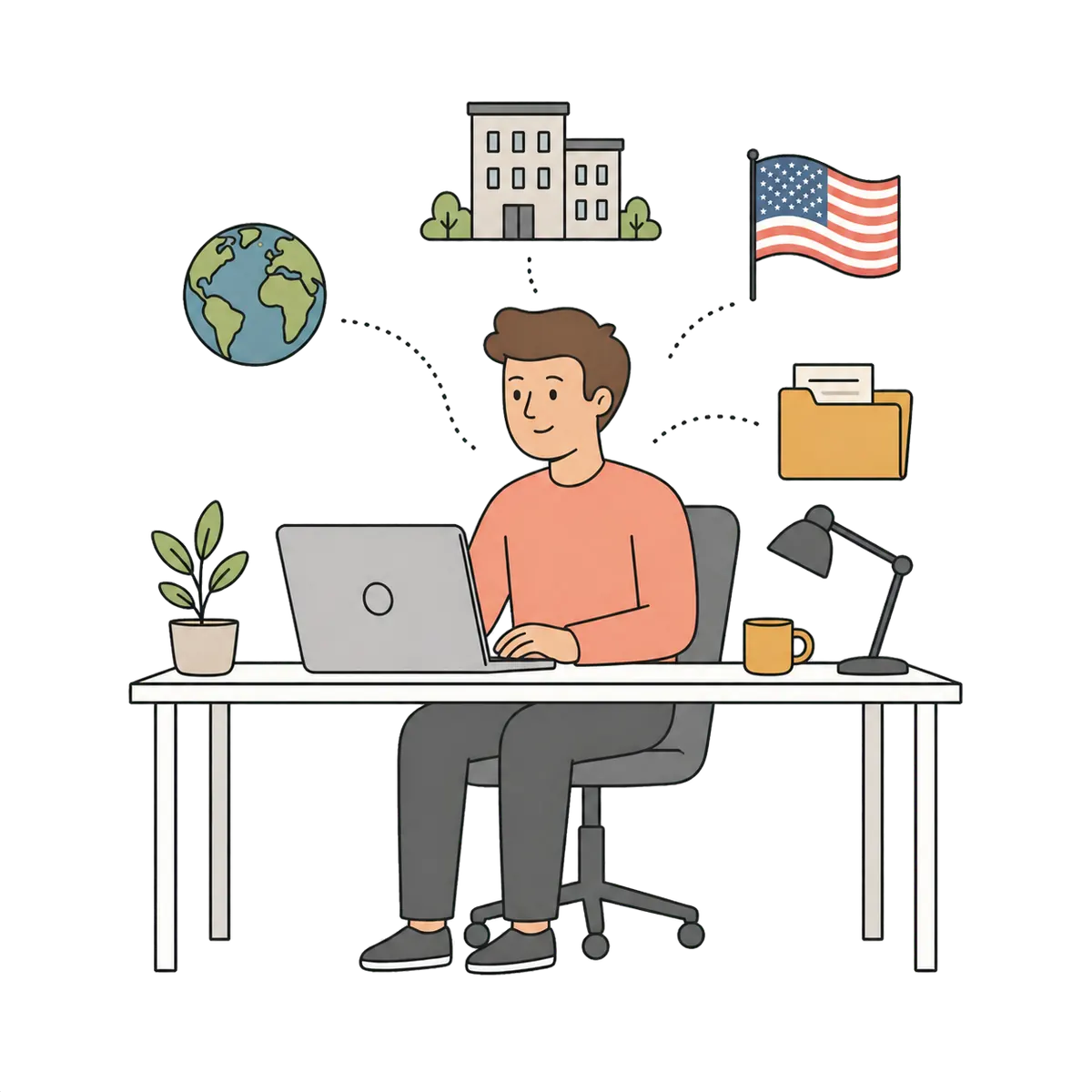Persona administrando una empresa y activos inmobiliarios en Estados Unidos