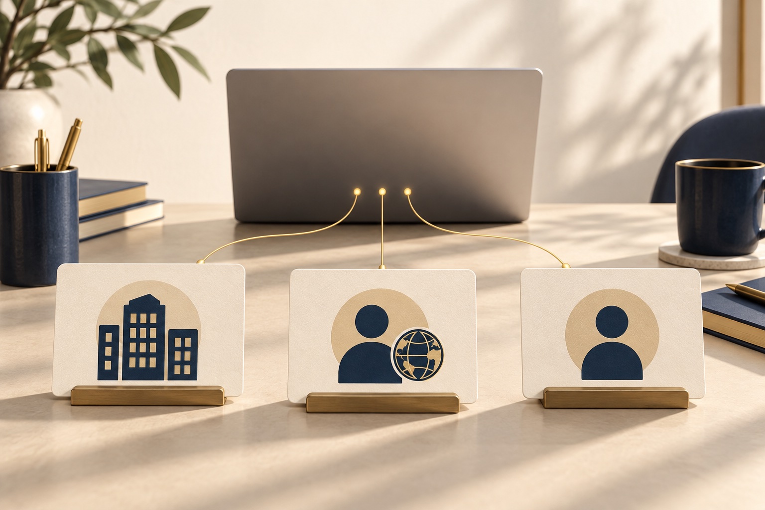 Tarjetas que distinguen la identificación fiscal de la empresa y de las personas