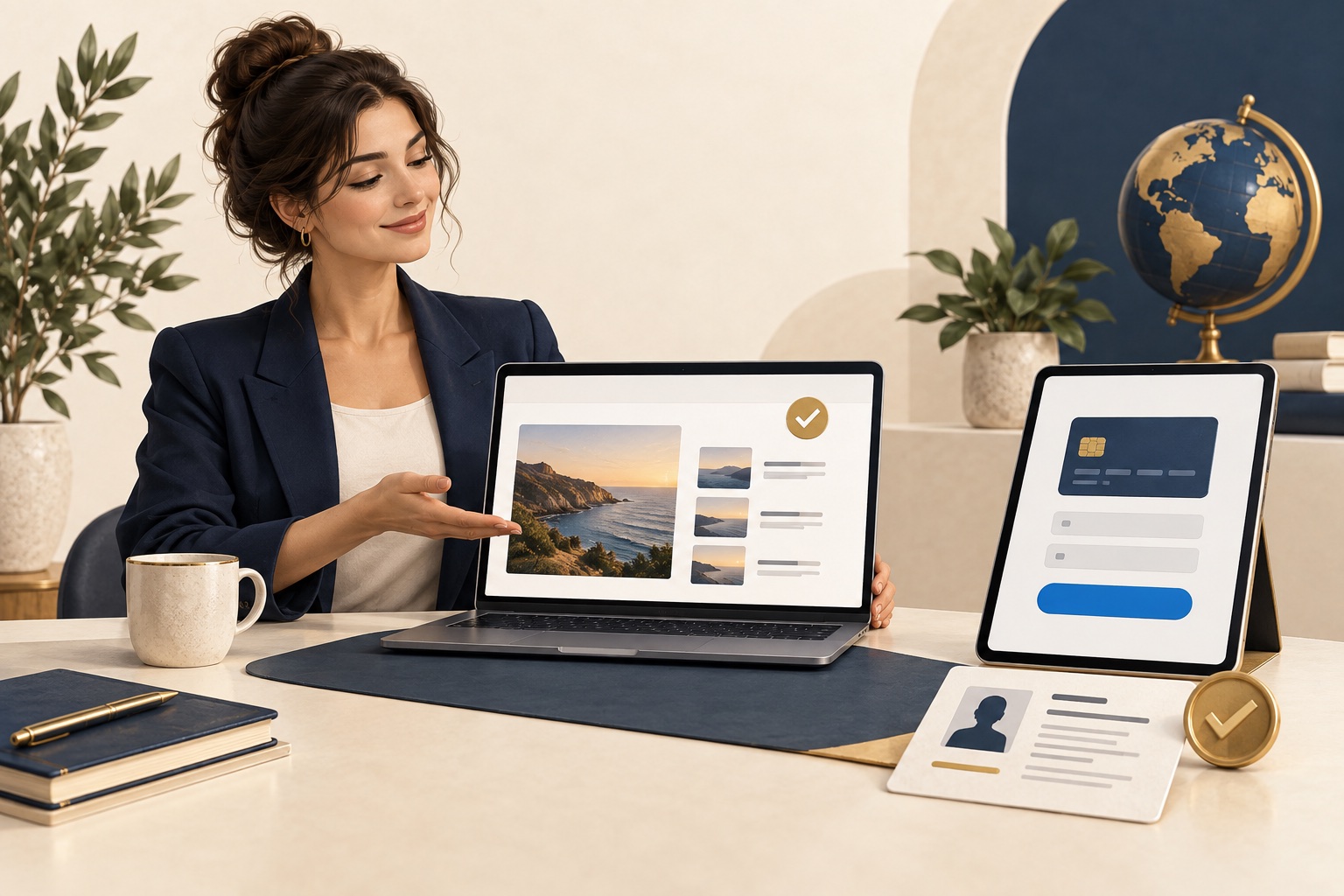 Proyecto digital, pantalla de pago y documentos para verificar una cuenta empresarial